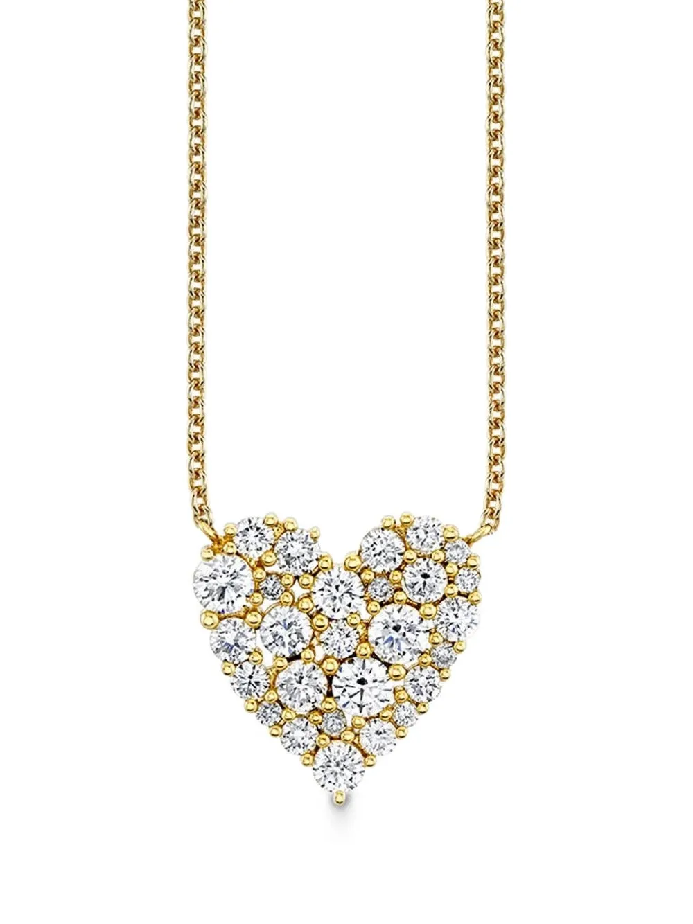Sydney Evan 14kt Yellow Gold Cocktail Heart Diamond Pendant Necklace, view 2