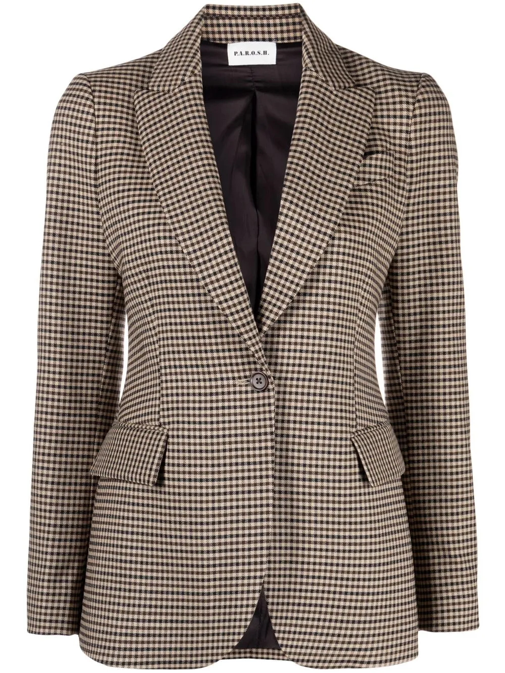 

P.A.R.O.S.H. gingham-pattern single-breasted blazer - Neutrals