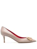 Valentino Garavani logo-plaque leather pumps - Neutrals