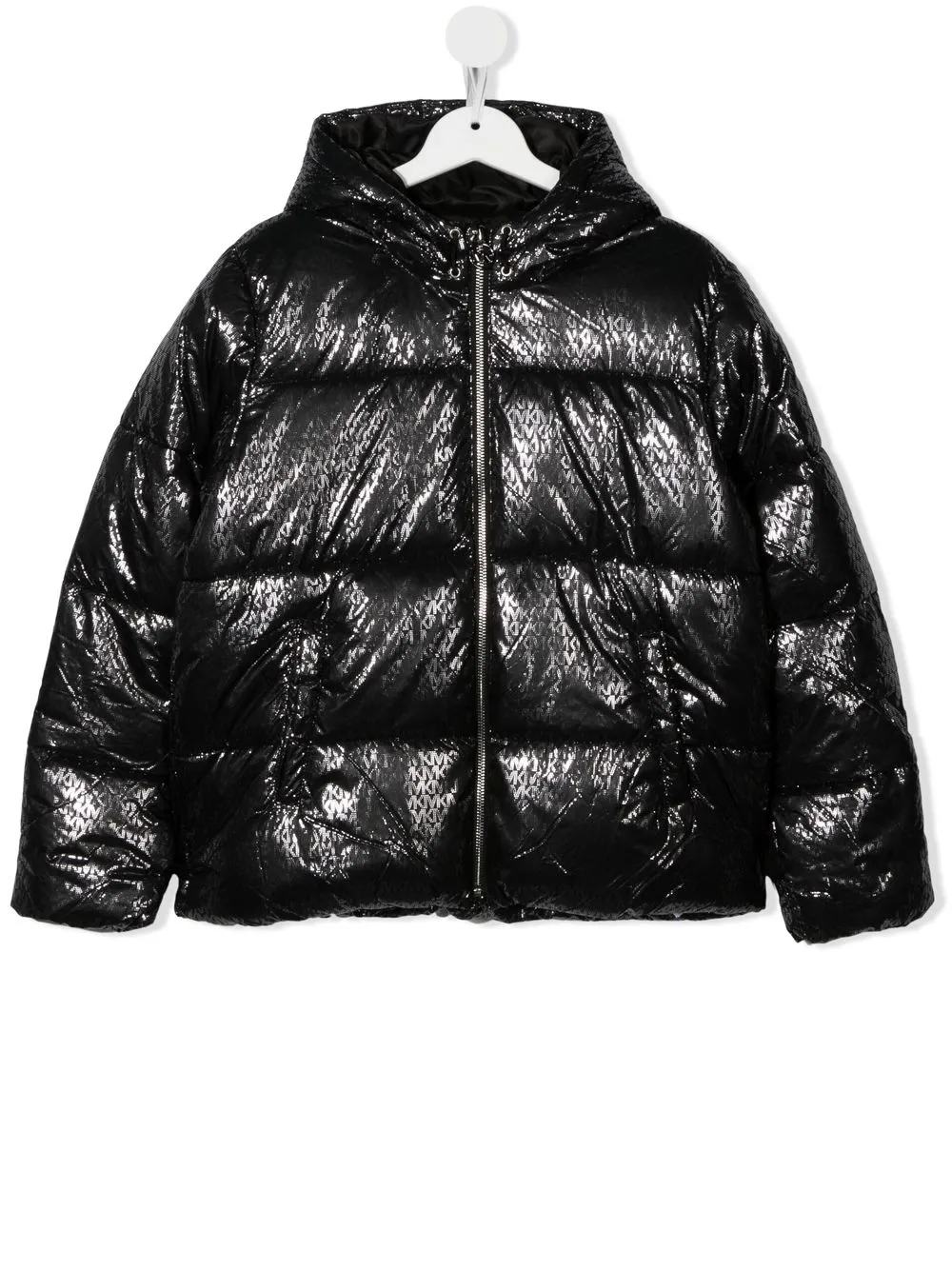 

Michael Kors Kids TEEN monogram hooded puffer jacket - Black