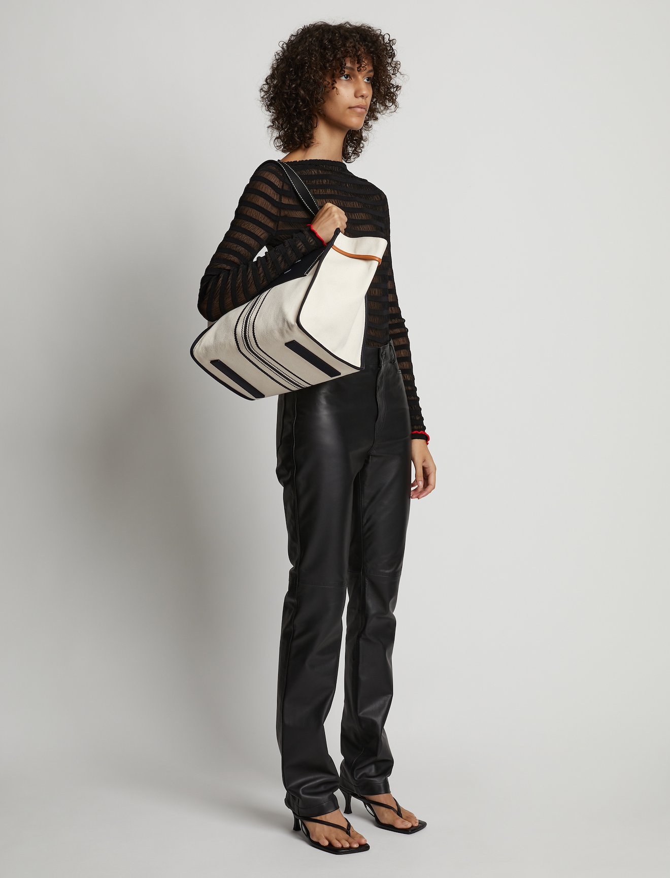 Large Morris Stripe Canvas Tote in neutrals | Proenza Schouler