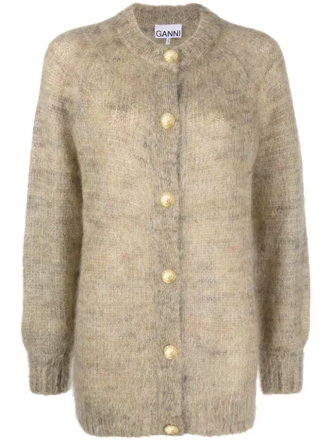 GANNI Cardigan decote careca com efeito escovado