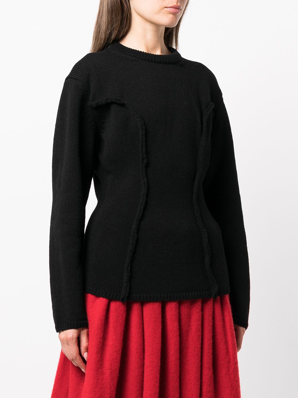 Shop Comme Des Garçons Raw-cut Edge Wool Jumper In Black