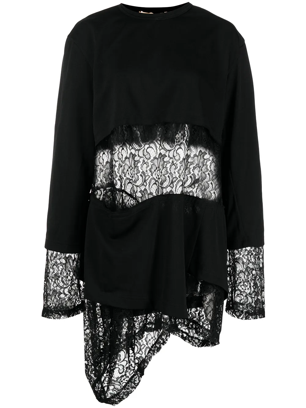 

Comme Des Garçons floral-lace detail oversize T-shirt - Black