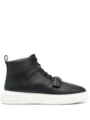 Mens leather 2024 hi top trainers