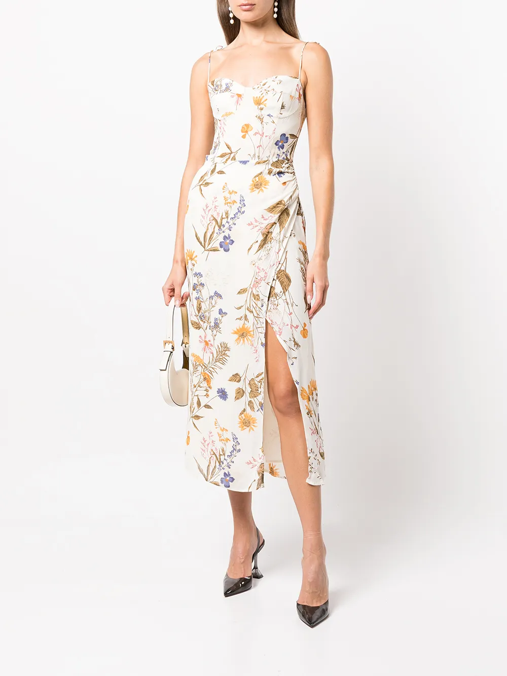 Reformation Jurk met bloemenprint - Wit