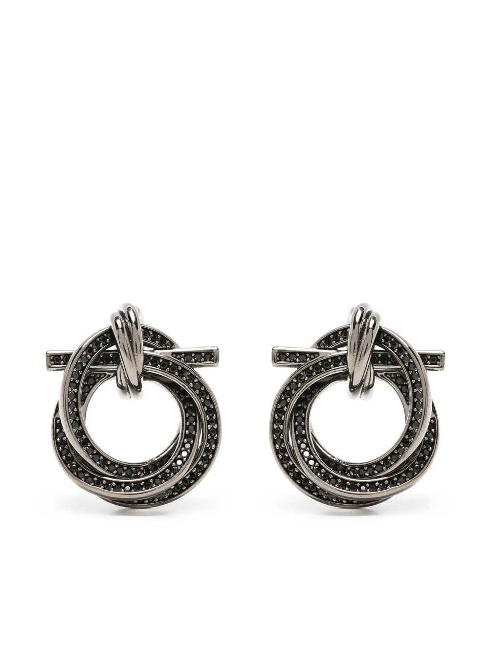 

Ferragamo crystal-embellished knot earrings - Silver