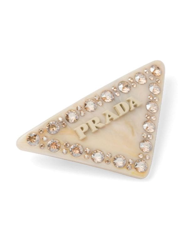 Prada Triangle Logo Crystal Hair Pins