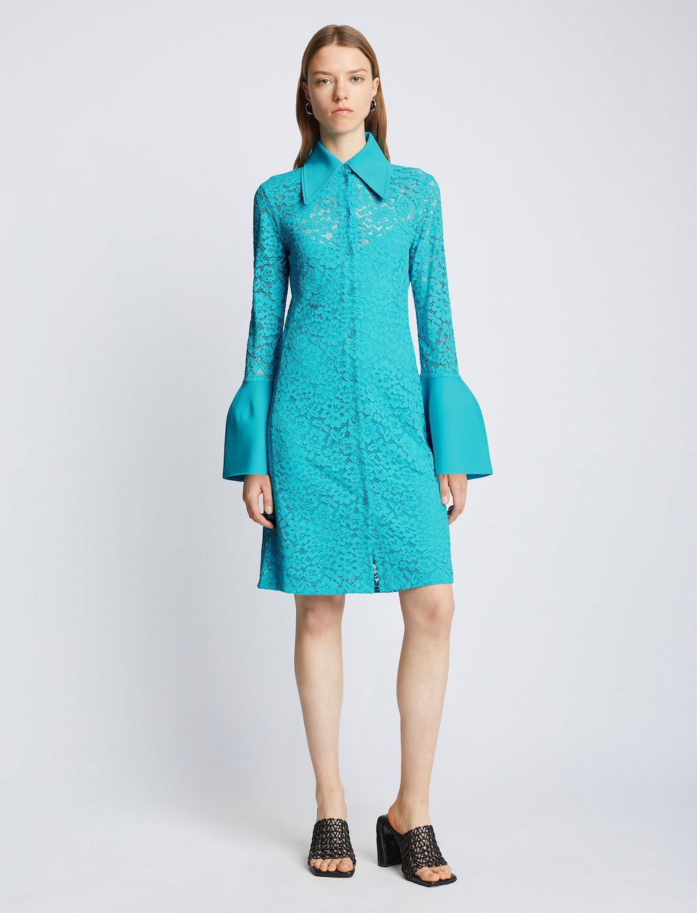Stretch Lace Shirt Dress