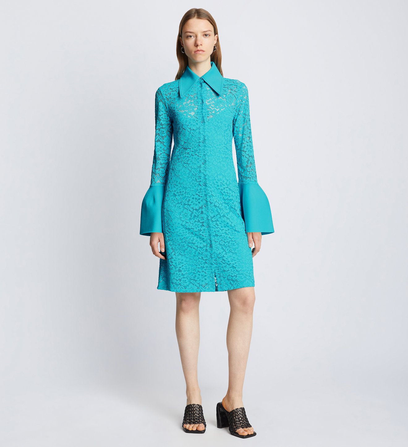 Stretch Lace Shirt Dress