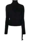 GANNI brushed cut-out wrap top - Black