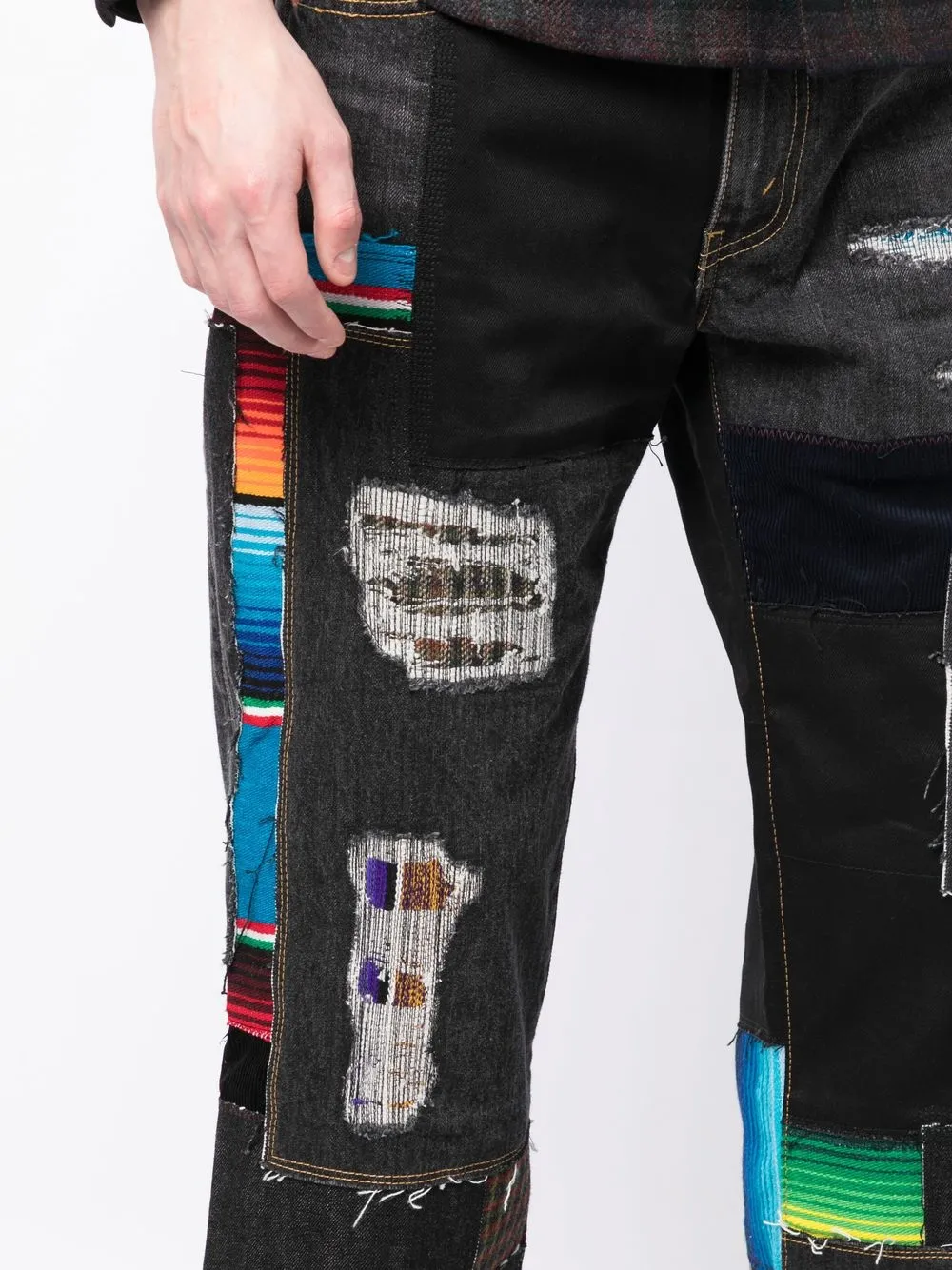 patchwork wide-leg jeans