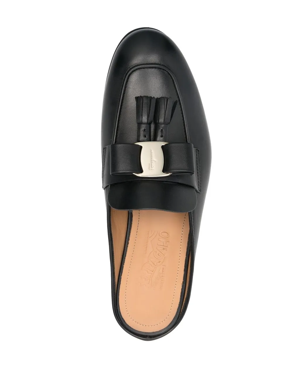 Ferragamo Vara Bow Mule With Tassels In Black