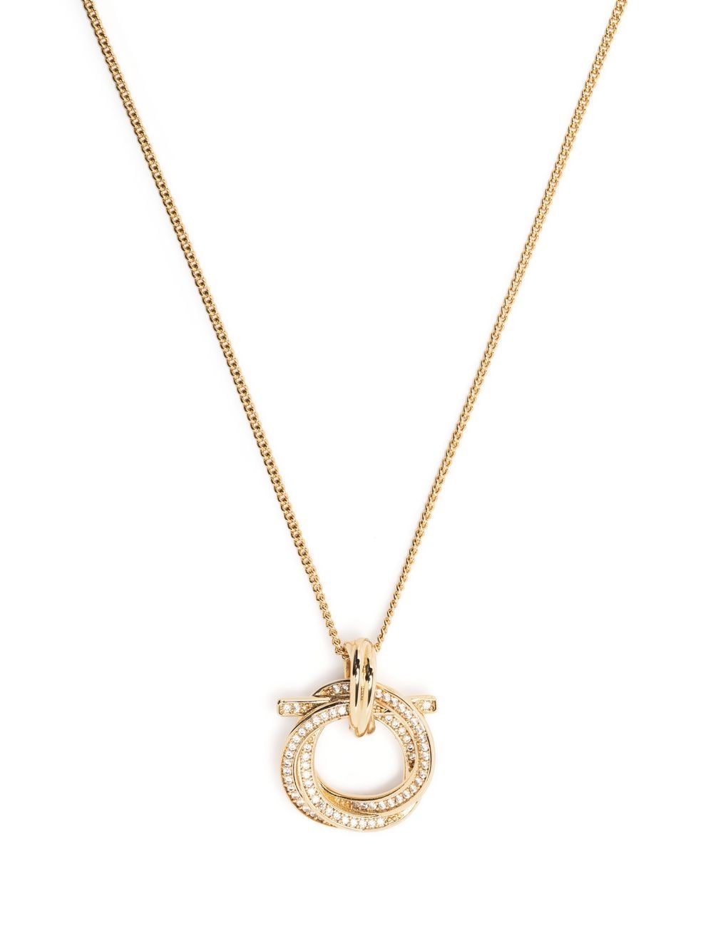 Ferragamo Crystal-embellished Pendant Necklace In Gold