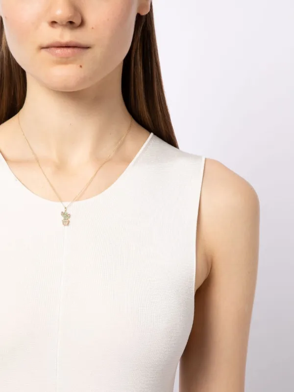 【Sydney Evan】14k Small Potted Cactus Necklace Shop Sydney Evan 14k Gold & Emerald Cactus Charm