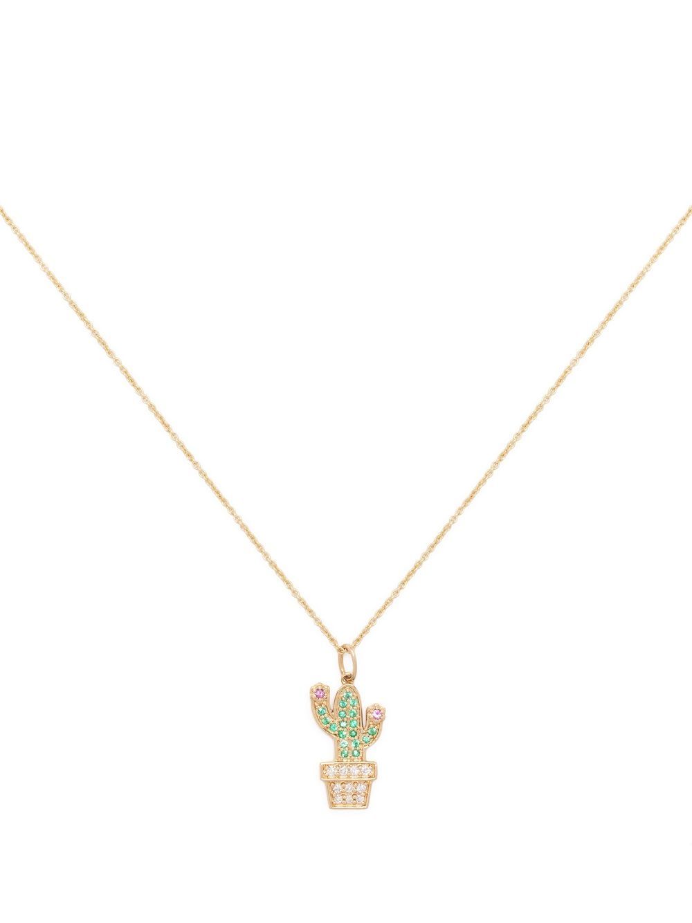 Sydney Evan 14kt yellow gold cactus charm necklace