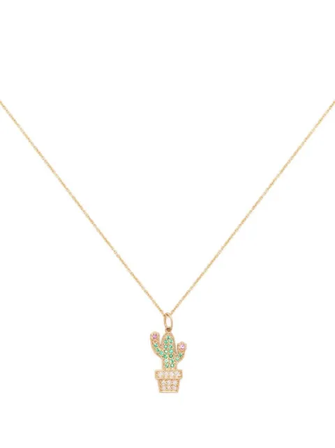 Sydney Evan 14kt yellow gold cactus charm necklace