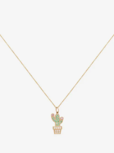 Sydney Evan 14kt yellow gold cactus charm necklace