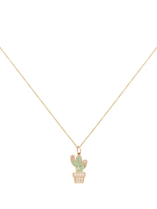 Sydney Evan 14kt Yellow Gold Cactus Charm Necklace