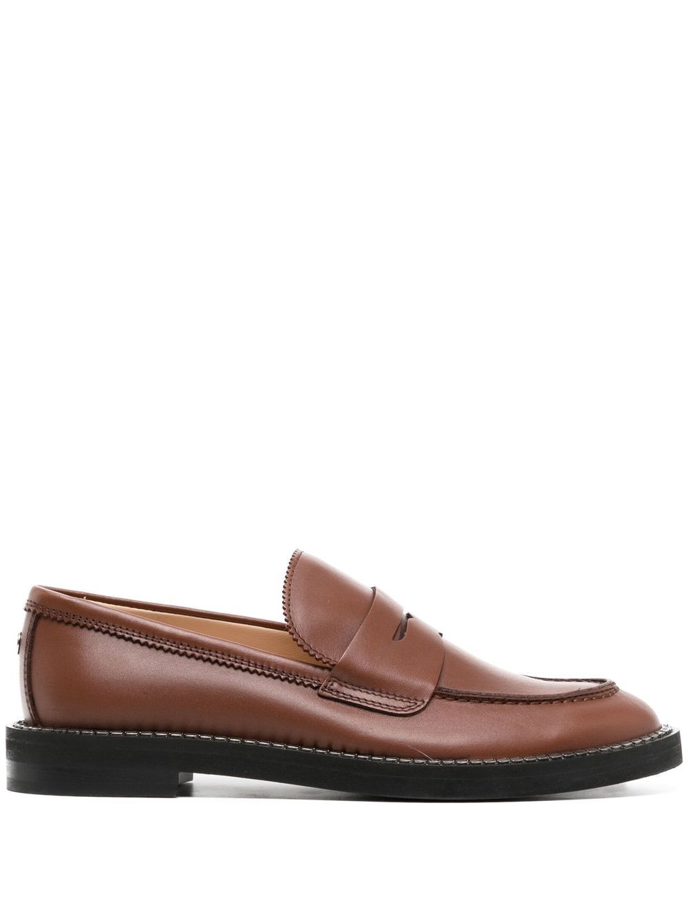 AGL ATTILIO GIUSTI LEOMBRUNI ALMOND-TOE LEATHER LOAFERS