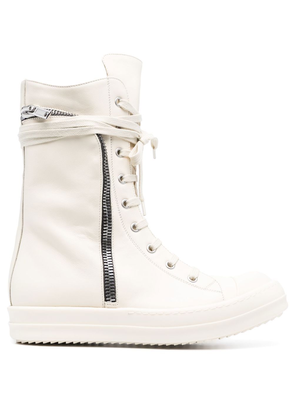 

Rick Owens lace-up leather ankle boots - White