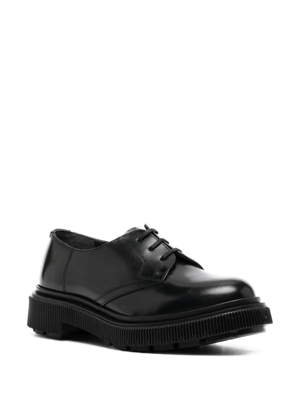 Shop Adieu Round-toe Lace-up Fastening Loafers In Black