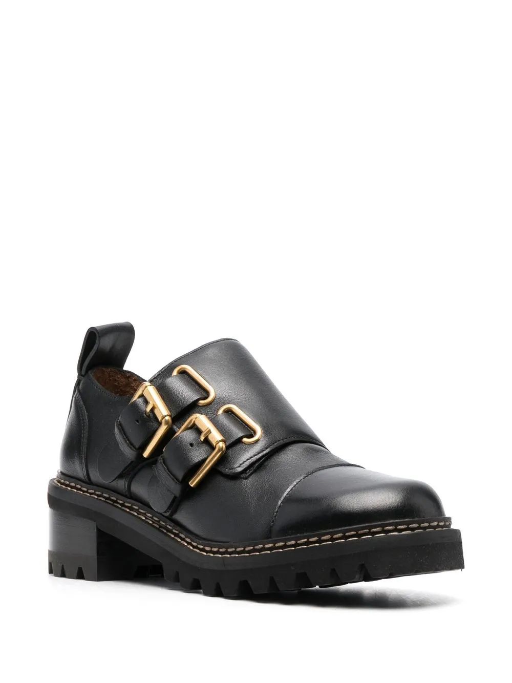 See by Chloé Mallory brogues met gespdetail - Zwart