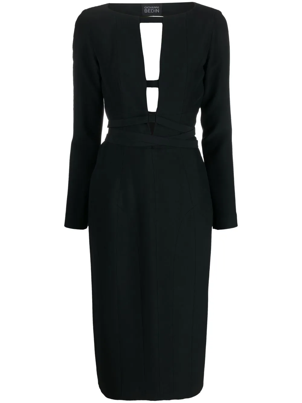 

Giovanni Bedin vestido midi con detalle de aberturas - Negro