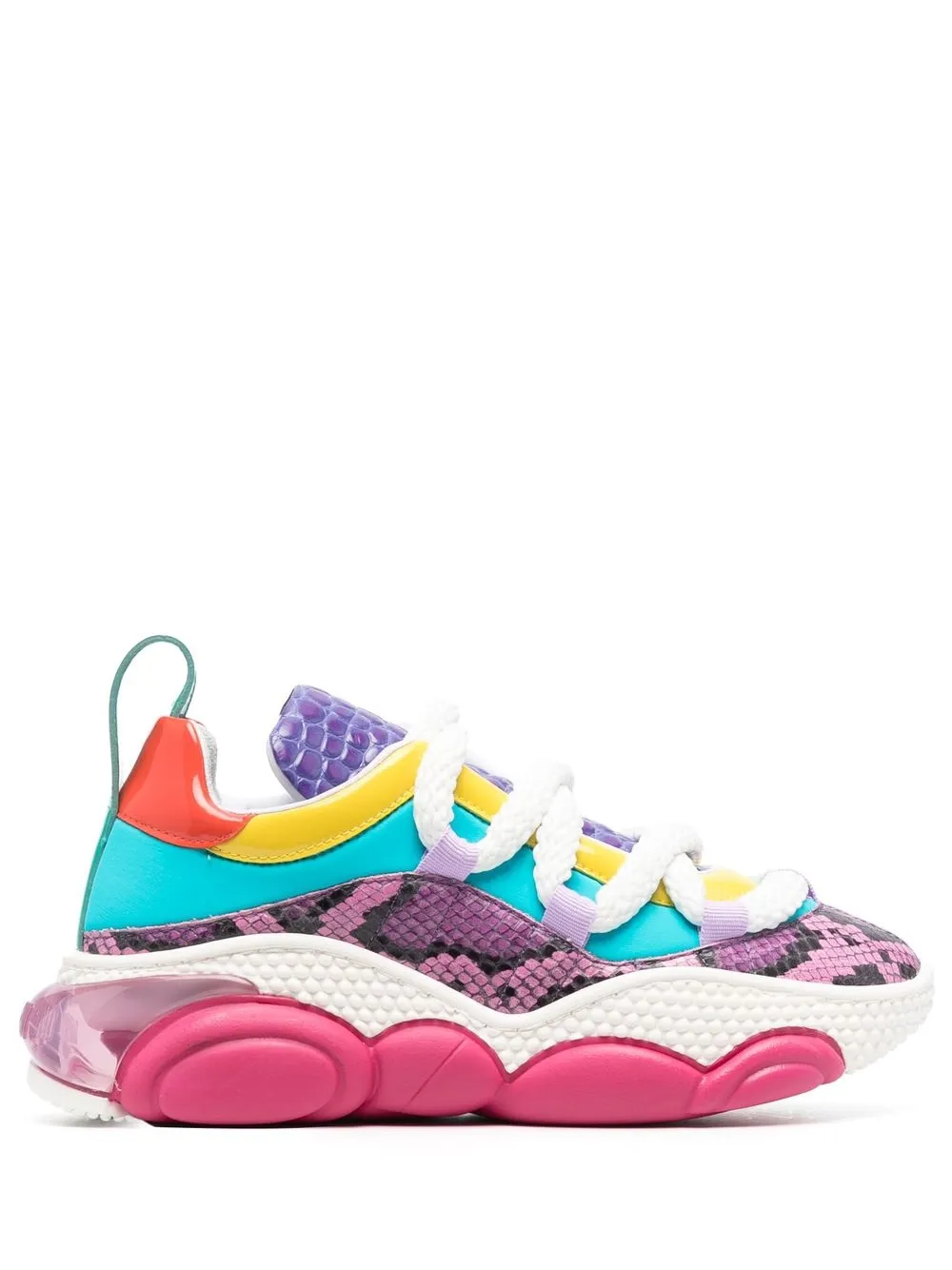 

Moschino tenis con diseño colou block y suela Teddy - Rosado