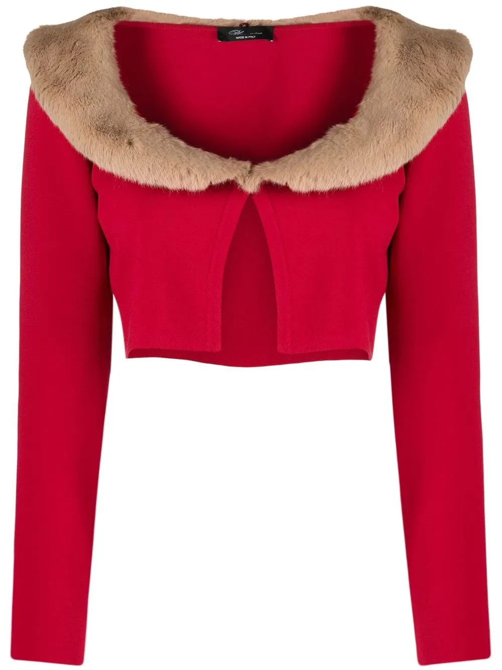 

Blumarine faux-fur trim cropped cardigan - Red