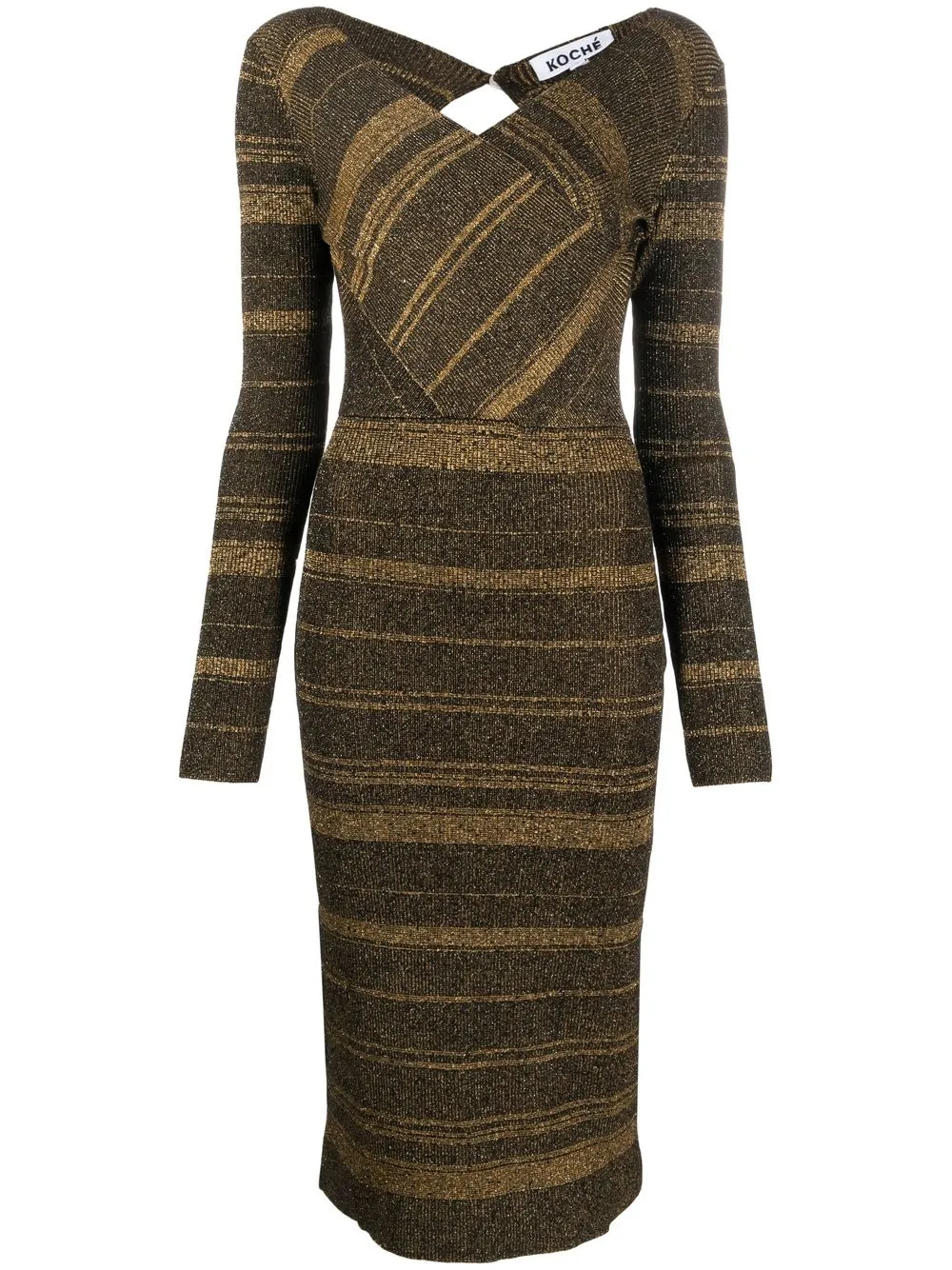 

Koché striped bodycon midi dress - Gold