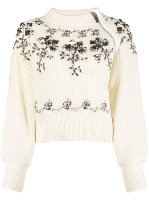 sacai floral-stud wool jumper 