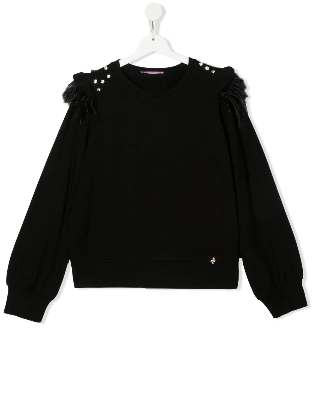 

Miss Blumarine TEEN feather-trim sweater - Black
