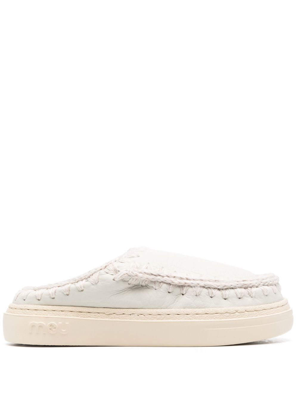 Mou slip-on leather slippers White