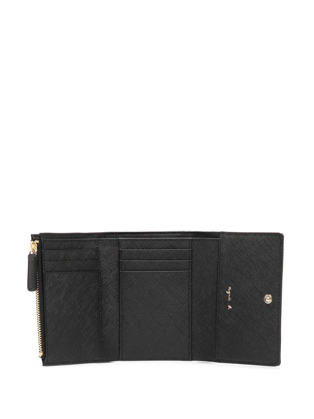 Shop Agnès B. Foldover Leather Wallet In Black