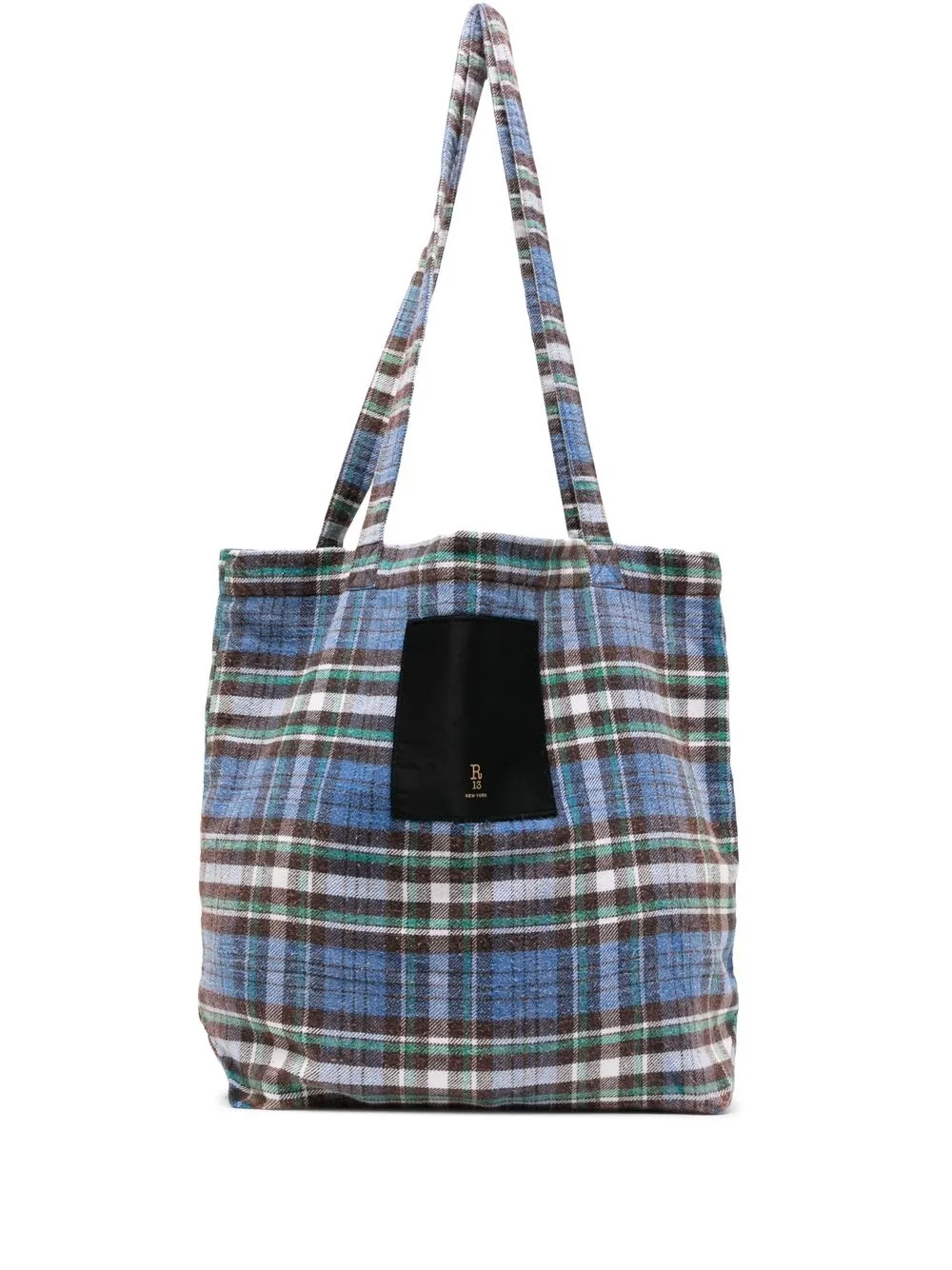 

R13 plaid-check tote bag - Blue