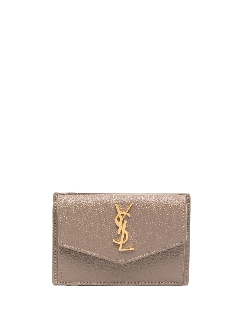 

Saint Laurent calf-leather logo-plaque purse - Brown