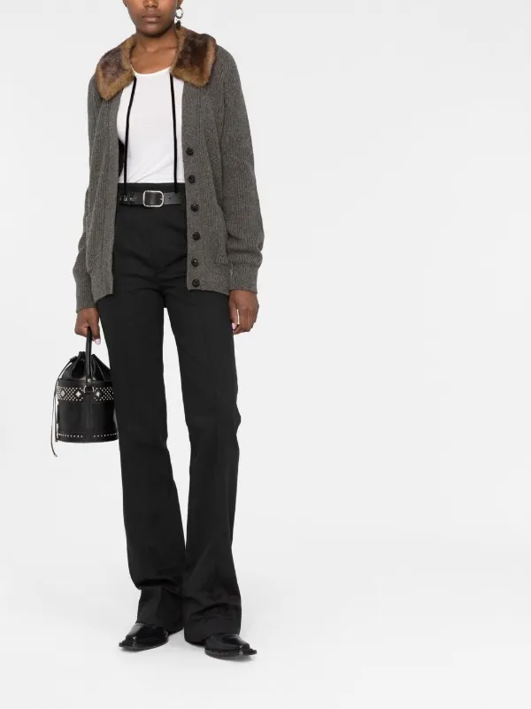 Saint Laurent サンローラン シアリングトリム ロングカーディガン