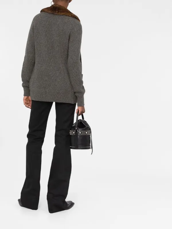 Saint Laurent サンローラン シアリングトリム ロングカーディガン