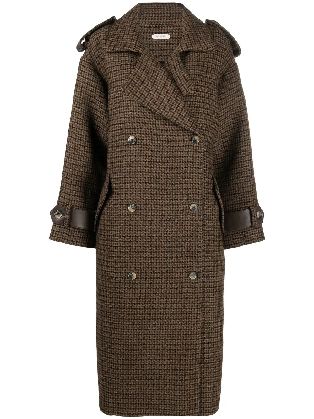 

The Mannei Shamali checked double-breasted coat - Brown