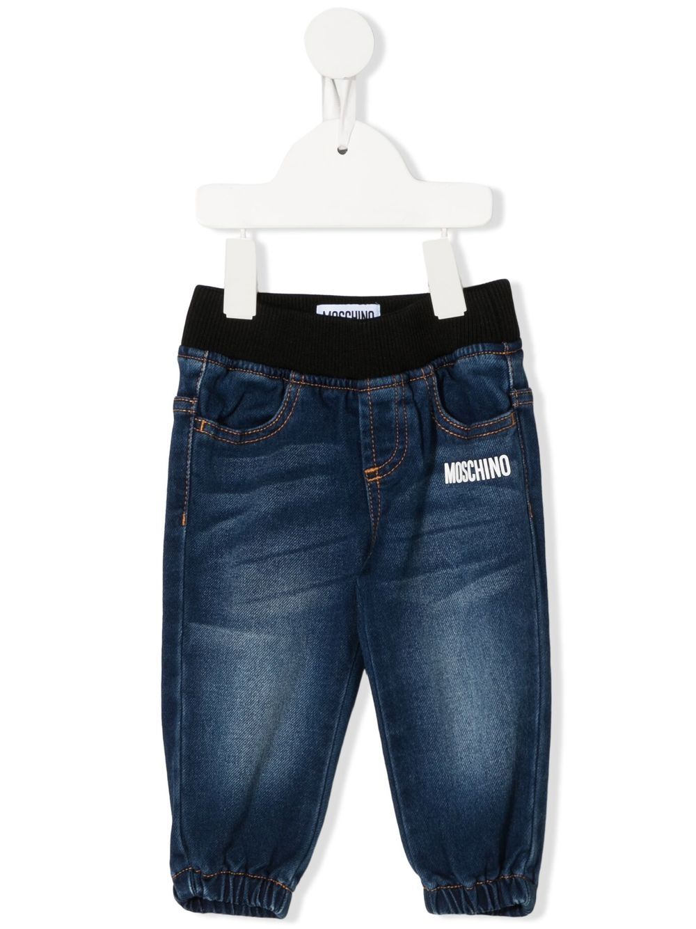 

Moschino Kids pantalones de mezclilla con logo estampado - Azul