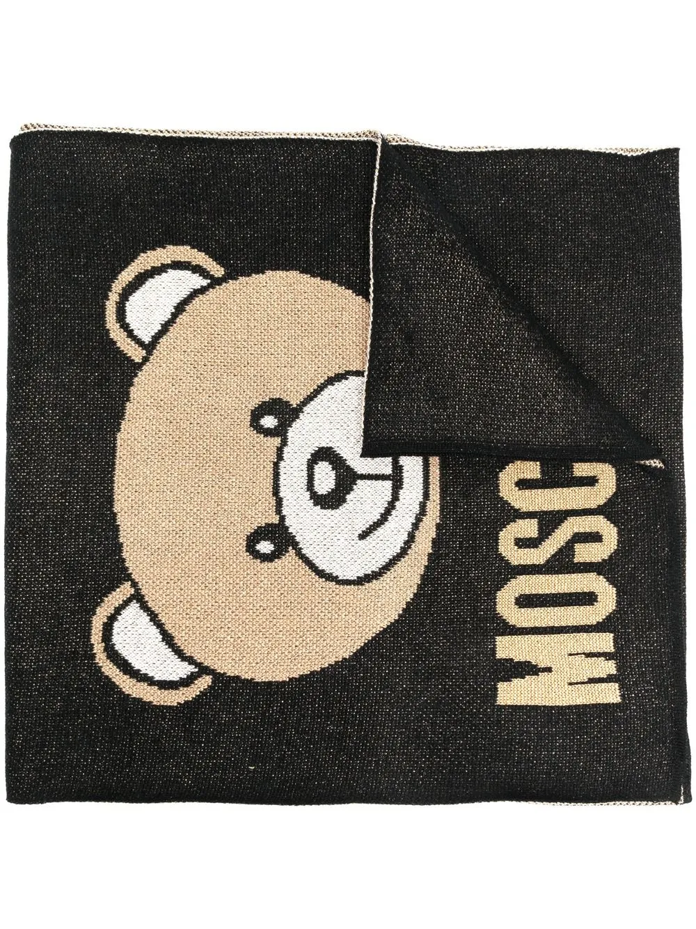 

Moschino Teddy Bear motif lurex scarf - Black