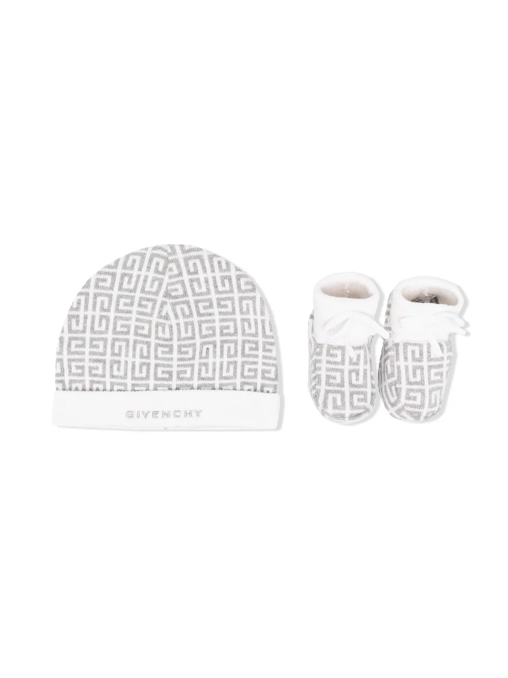 

Givenchy Kids set de botines y gorro tejido con monograma - Blanco
