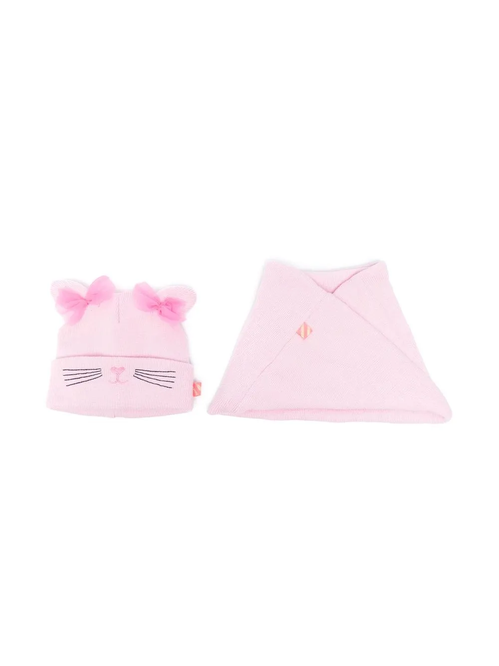 

Billieblush set de gorro y mascada con gato bordado - Rosado