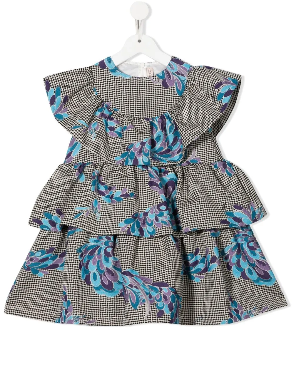 

PUCCI Junior vestido Houndstooth Floral - Marrón