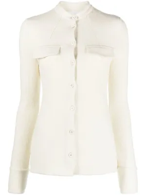Jil Sander ノーカラー シャツ | ブルー | FARFETCH JP