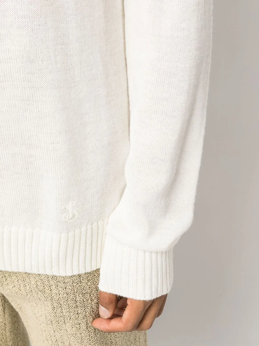 Jil Sander Roll Neck Knitted Sweater in Neutrals, view 5