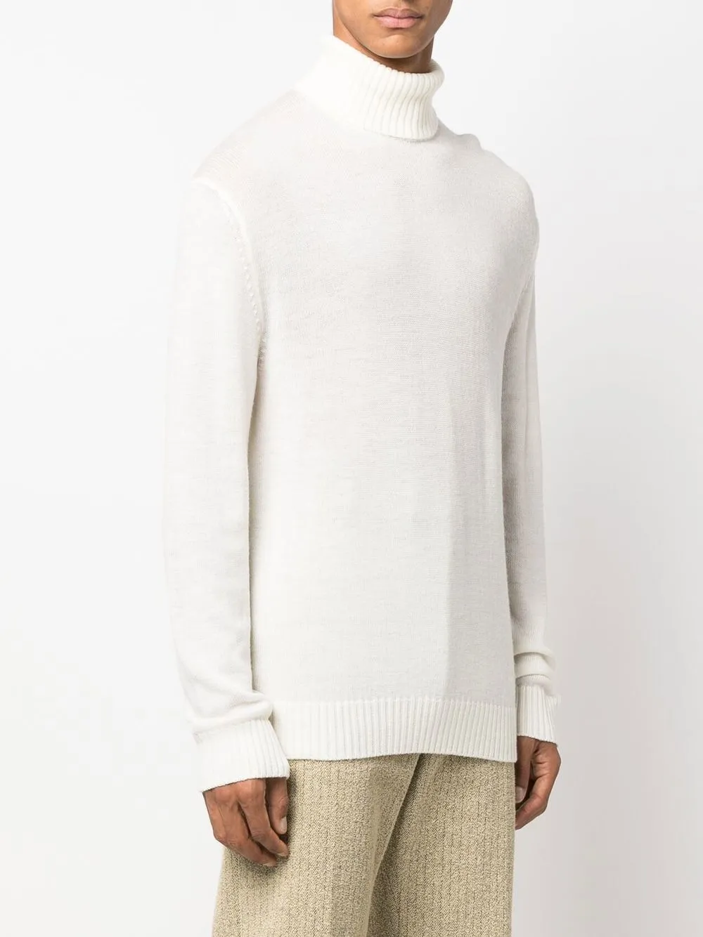 Jil Sander Roll Neck Knitted Sweater In Neutrals