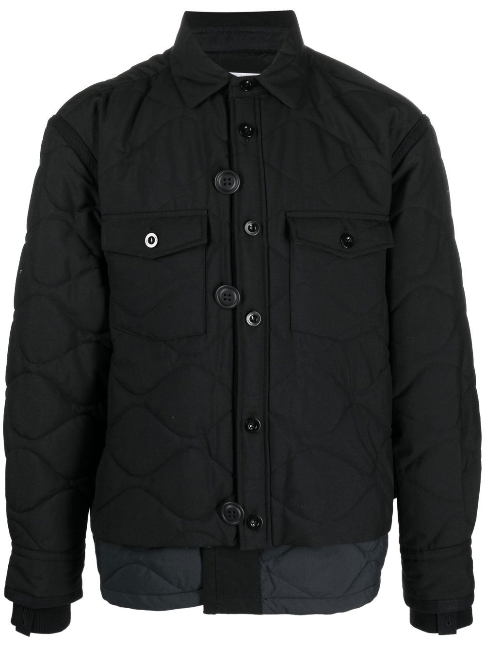 

sacai button-up quilted jacket - Black