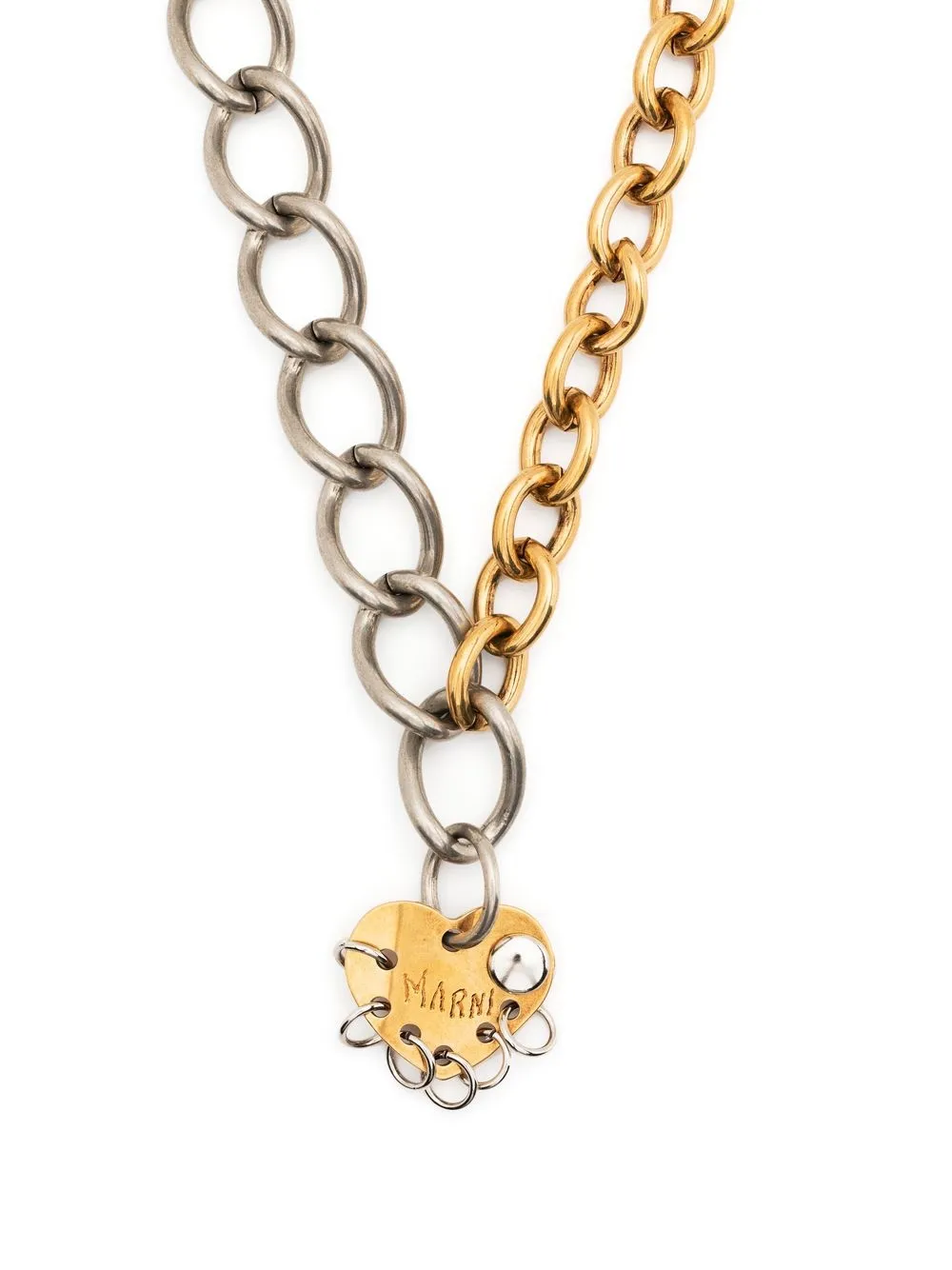 

Marni two-tone heart pendant necklace - Gold